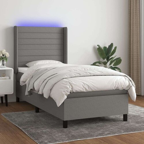  Krevet box spring s madracem LED tamnosivi 90x200 cm tkanina Cene