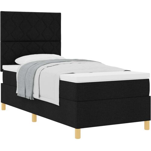  Box Spring postelja z vzmetnico črna 90x200 cm tkanina, (22080953) Cene