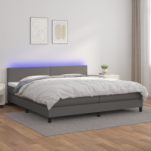  box spring s madracem LED sivi 200x200cm od umjetne kože Cijene
