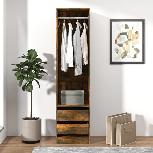 The Living Store Omara s predali dimljeni hrast 50x50x200 cm konstruiran les - Garderobna Omara, (21434316) Slike