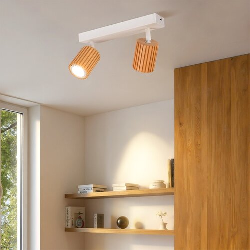  Brilagi - Stropno spot svetlo MODERN WOOD 2xGU10/8W/230V drvo/bela Slike