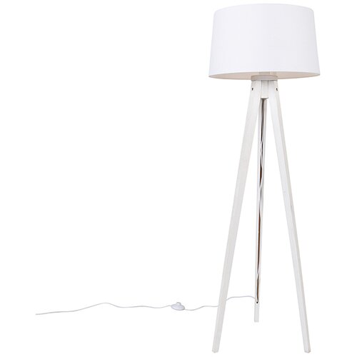 QAZQA Sodobna stojalo za talno svetilko bela s platnenim odtenkom bela 45 cm - Tripod Classic Cene