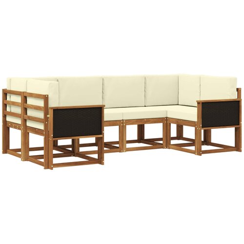 vidaXL Zunanja garnitura za sedenje z blazino 6 pcs Naravna in smetana, (5000280492) Cene