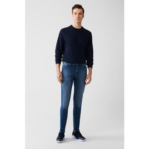 Avva Men's Blue Vintage Washed Flexible Slim Fit Slim Fit Jean Trousers Slike