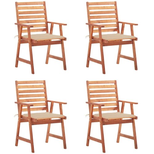  Zunanji jedilni stoli 4 kosi z blazinami trden akacijev les Slike