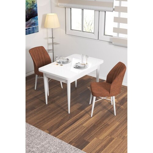 Hanah home trpezarijski set Arp, sto i 2 stolice, bela ploča, terakota tkanina Babyface Cene