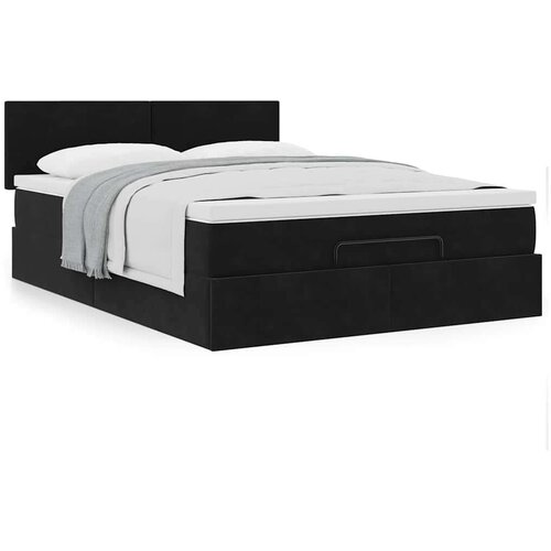  Otomanski krevet s madracem crni 140x190cm bar&amp;scaron;unasti Slike