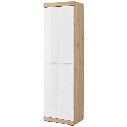 CARRYHOME garderobna omara hrast artisan, bela, visoki sijaj Slike
