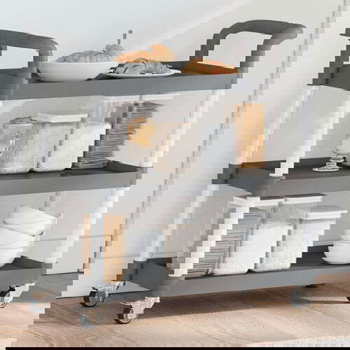 Kolica 3-nadstropni voziček siv 77x34x72 cm aluminij, (21066239) Slike