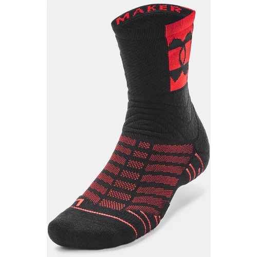 Under Armour UA Playmaker Mid Crew Black/Bolt Red XL Čarape za fitnes