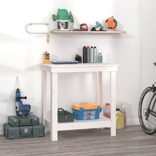 VidaXL Radni stol bijeli 80 x 50 x 80 cm od masivne borovine Slike