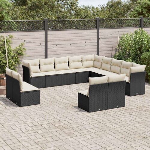 vidaXL 13-dijelni set vrtnih sofa s jastucima poliratan crni Cijene