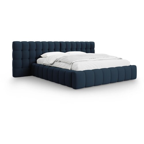 Micadoni Home Tamno plavi tapecirani bračni krevet s prostorom za odlaganje s podnicom 200x200 cm Mamaia &amp;ndash; Slike