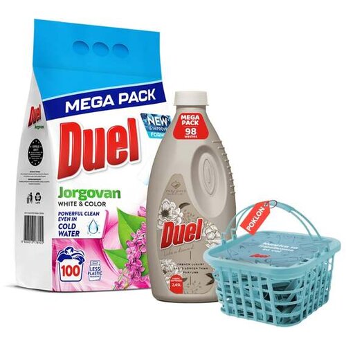 Duel Praškasti deterdžent Jorgovan 9kg + Omekšivač Like a diamond 2,45l +Poklon kutija sa štipaljkama Cene