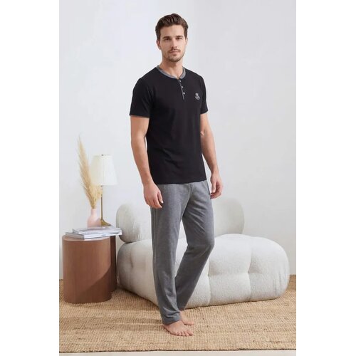 Trendyol muški set pidžama Tmnss26Pt00033, Crna-Crna Cene