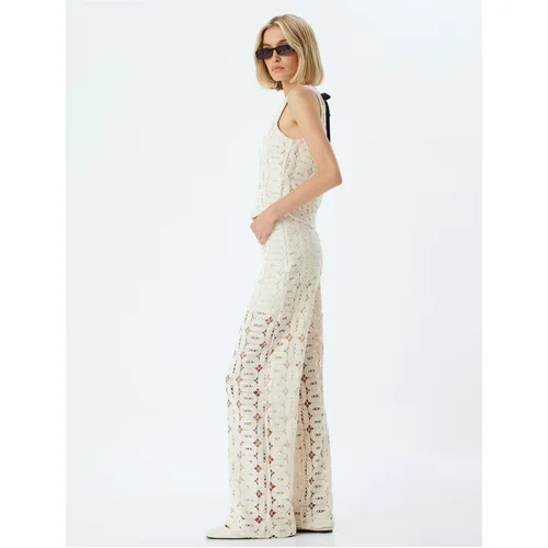 Koton Crochet Trousers Wide Leg Half Lined