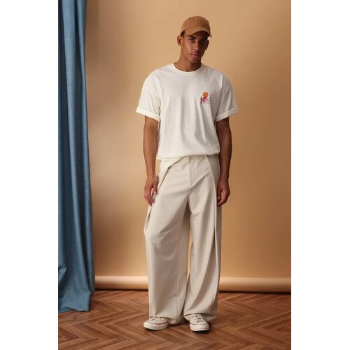 Trendyol Muška majica Tmnss25Ts00191, Krem Cene
