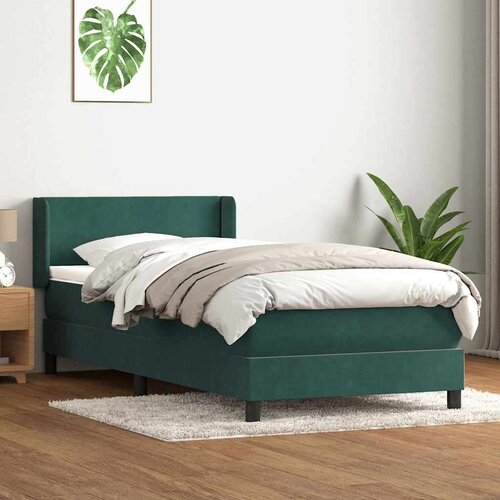 Box spring postelja z vzmetnico temno zelena 80x220 cm žamet, (21792442) Slike