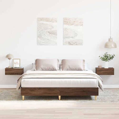 VidaXL Posteljni okvir brez vzmetnice hrast 140x200 cm inženirski les Slike