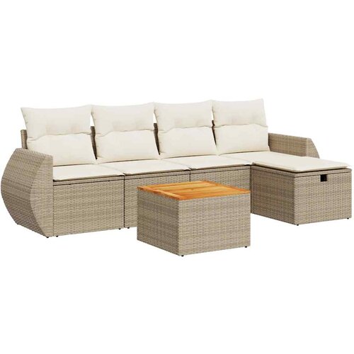 vidaXL 6-dijelni set vrtnih sofa s jastucima bež od poliratana Cijene