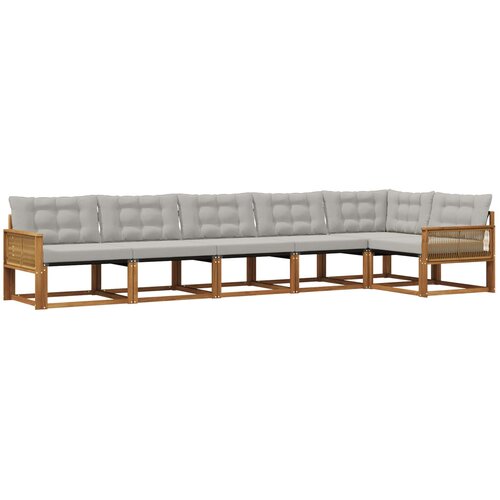 vidaXL Zunanja garnitura za sedenje 6 pcs Naravna in svetlo siva, (5000279729) Cene
