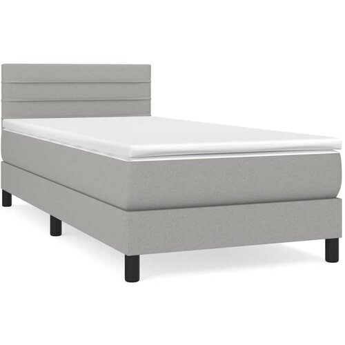 Maison Chic Box spring postelja - Vzmetna postelja z vzmetnico svetlo siv 100x200 cm blago SL6705, (21906267) Cene