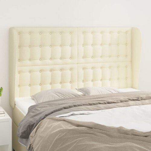 VidaXL Vzglavje z u&amp;scaron;esi krem 147x23x118/128 cm umetno usnje Slike