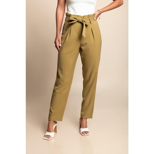 Fenzy Plus Size Hlače Z Visokim Pasom, Olivne Cene
