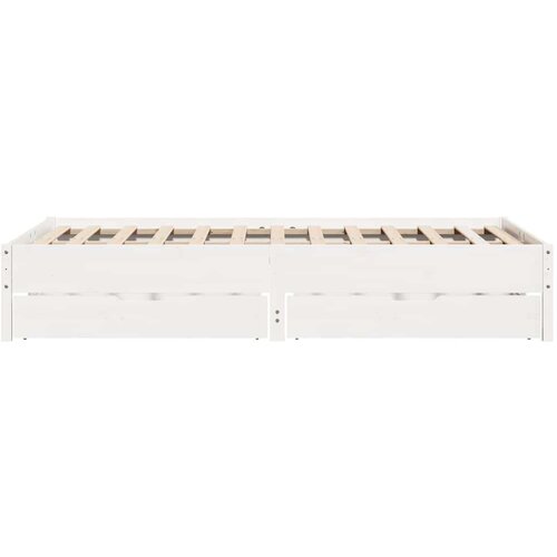 VidaXL Okvir kreveta bez madraca bijeli 135 x 190 cm masivna borovina Slike