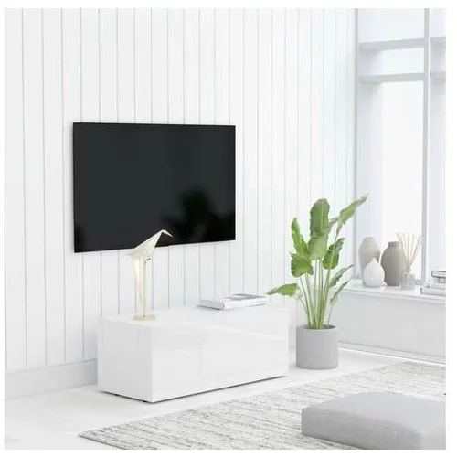  TV omarica visok sijaj bela 80x34x30 cm iverna plošča