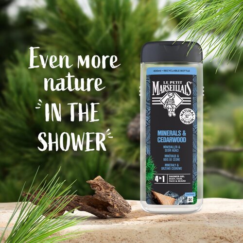 Le Petit Marseillais Minerals &amp;amp; Cedarwood gel za tu&amp;scaron;iranje 4 u 1 za mu&amp;scaron;karce 400 ml Slike