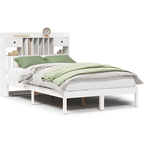 Maison Chic Posteljni Okvir - Dvoposteljna postelja brez vzmetnice bela 135x190 cm trdna borovina, (22082036) Slike