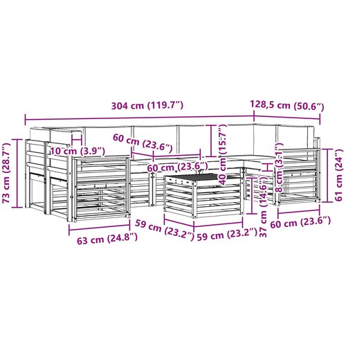  Setovi sofa Čvrsto drvo akacije Antracit 59 x 59 x 37 cm Slike