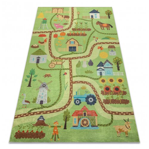 RugsX BAMBINO 50200 pralna preproga Vas, ulice za otroke protizdrsna - zelena / smeđa 200x290 cm, (5000175555) Cene
