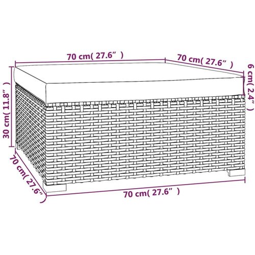 VidaXL vrtni tabure s jastukom smeđi 70 x 70 x 30 cm od poliratana Slike