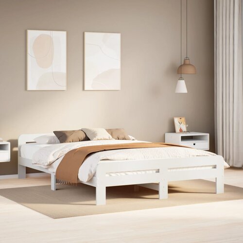 VidaXL Okvir kreveta bez madraca bijeli 150x200 cm od masivne borovine Slike