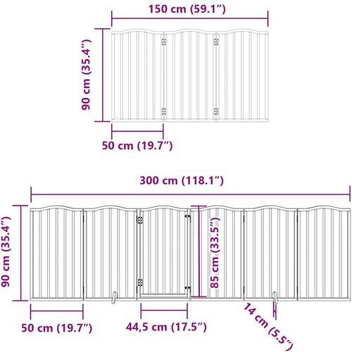 VidaXL Vrata za pse s vrata&amp;scaron;cima 9 panela sklopiva 450 cm drvo topole Slike