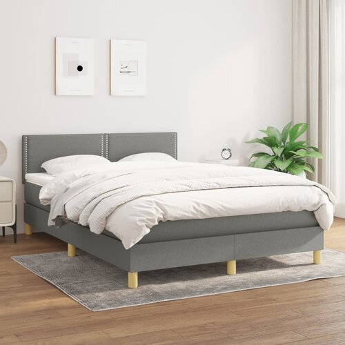 VidaXL Krevet s oprugama i madracem tamnosivi 140x190 cm od tkanine Slike