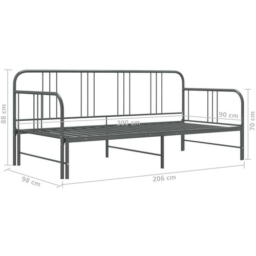 VidaXL okvir za krevet na razvlačenje sivi metalni 90 x 200 cm Slike