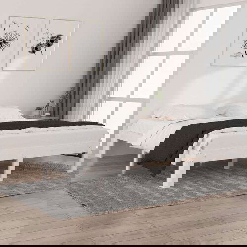  Posteljni okvir bel iz trdne borovine 160x200 cm, (20645304) Cene