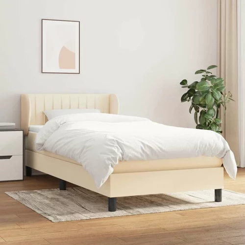  Box spring postelja z vzmetnico krem 90x200 cm blago, (20893169)