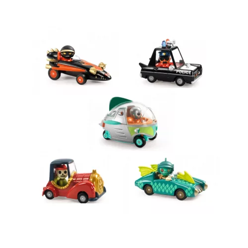 Djeco Komplet Crazy Motors - Hurry Police & Visitor X & Red skull & Dragon Fire & Mister Wings