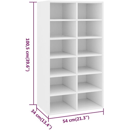  Stalak za cipele bijeli 54 x 34 x 100,5 cm konstruirano drvo Slike