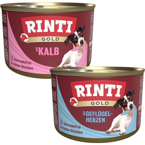 Rinti Ekonomično pakiranje Gold 24 x 185 g - Mix srca peradi i komadići teletine Slike