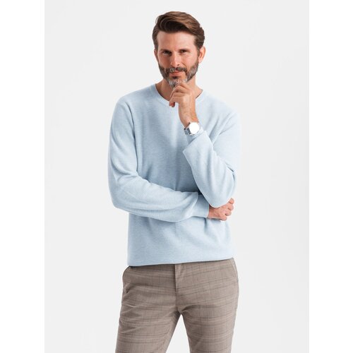Ombre Men&amp;#039;s m&amp;eacute;lange structured knit sweater - blue Slike