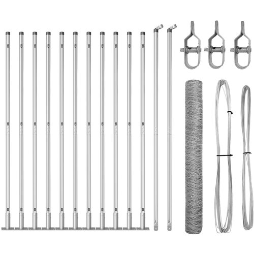 vidaXL heksagonalna ograda 0.8x25 m pocinčani čelik, postovi za ogradu s temeljnim pločama 13 kom Ø32mm 90cm pocinčani čelik Cijene