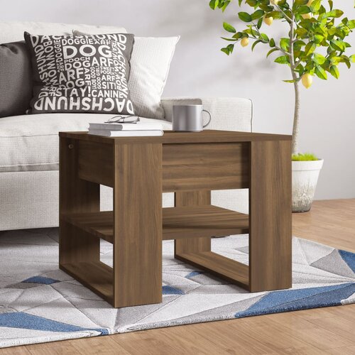 vidaXL Klubska mizica rjavi hrast 55,5x55x45 cm konstruiran les Cene