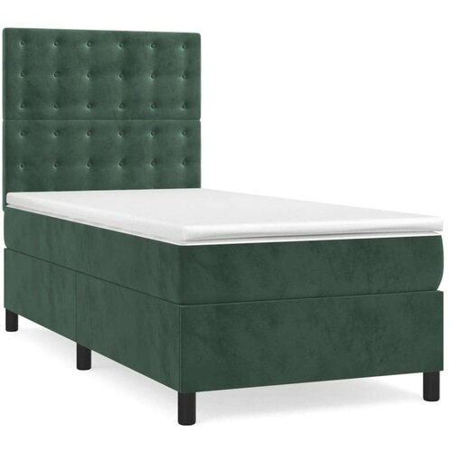 VidaXL Box spring krevet s madracem tamnozeleni 100x200 cm bar&amp;scaron;unasti Slike