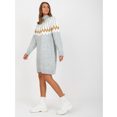 Fashion Hunters Gray melange knitted dress above the knee RUE PARIS Slike