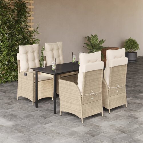  5-dijelni vrtni blagovaonski set od poliratana s jastucima bež 160 x 80 x 74 cm Cene